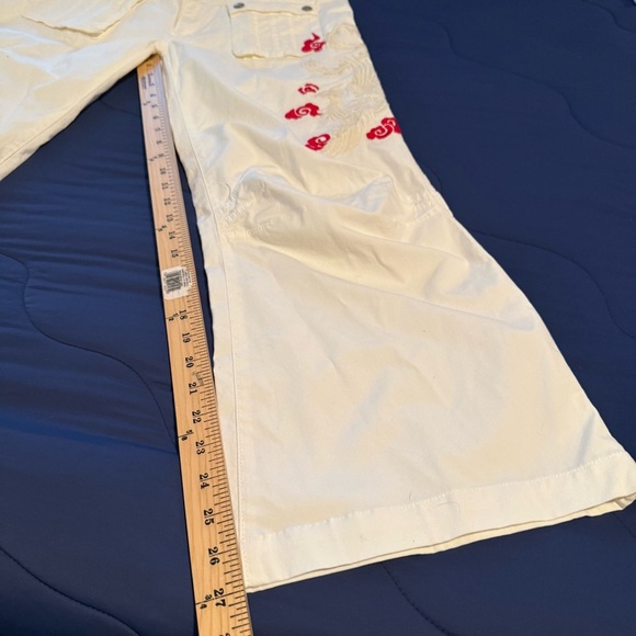 People for Peace White Cotton Pants with Floral Embroidery, Size 30 - Picture 12 of 13